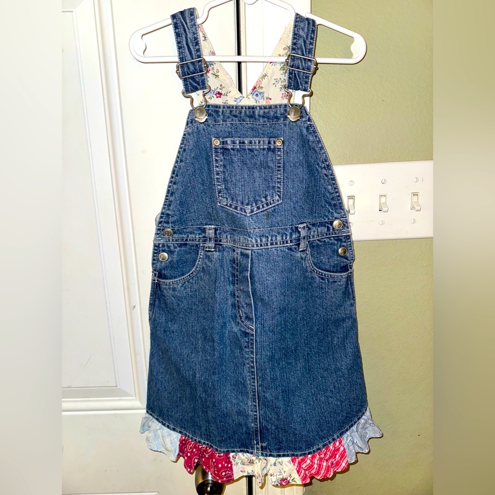 Y2K Vintage Patchwork Gymboree 100% Cotton Denim Overall Dress 5T EUC
